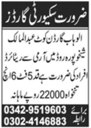 A well-known and reputed company opened latest career opportunities of 2021. They are looking a Security Guard.