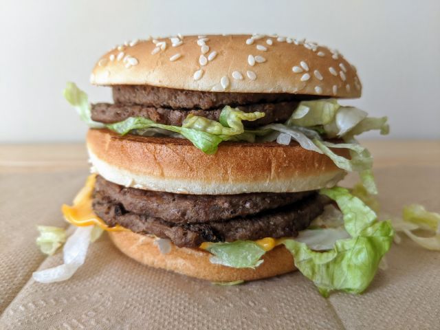 Side view of McDonald's Double Big Mac.