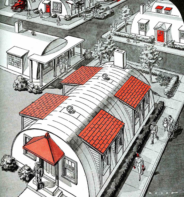 army surplus Quonset huts for late 1940s post war civilian homes