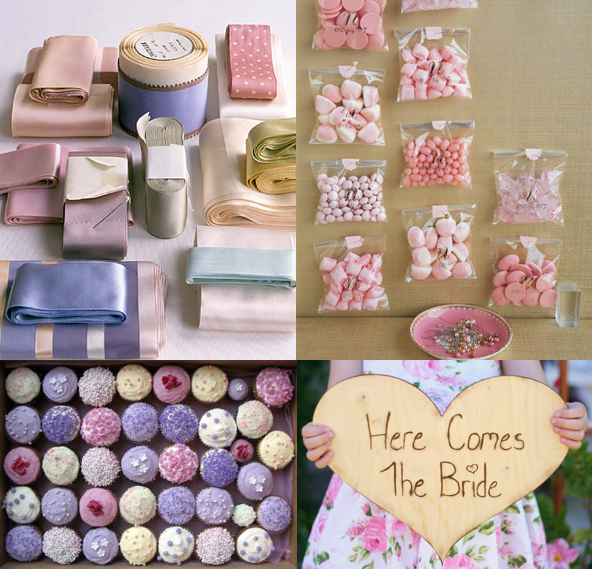 Colors Lilac Pale Pink Cream Textures Silk Ribbons sweet candies 