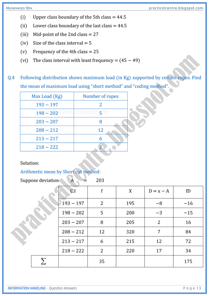 information-handling-question-answers-mathematics-10th