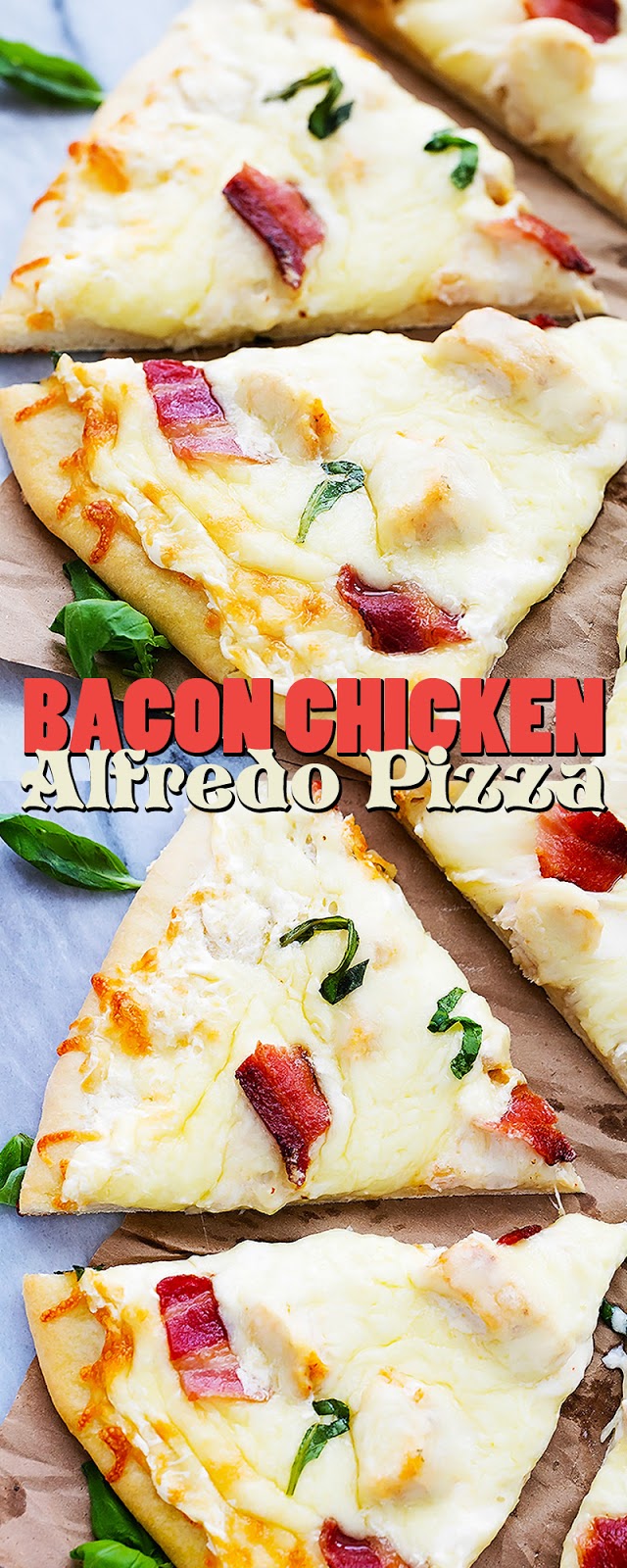 BACON CHICKEN ALFREDO PIZZA