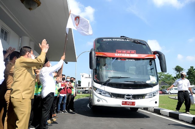 Gubernur Sumut Kembali Lepas Keberangkatan Bus Bakti Kesehatan Bermartabat  