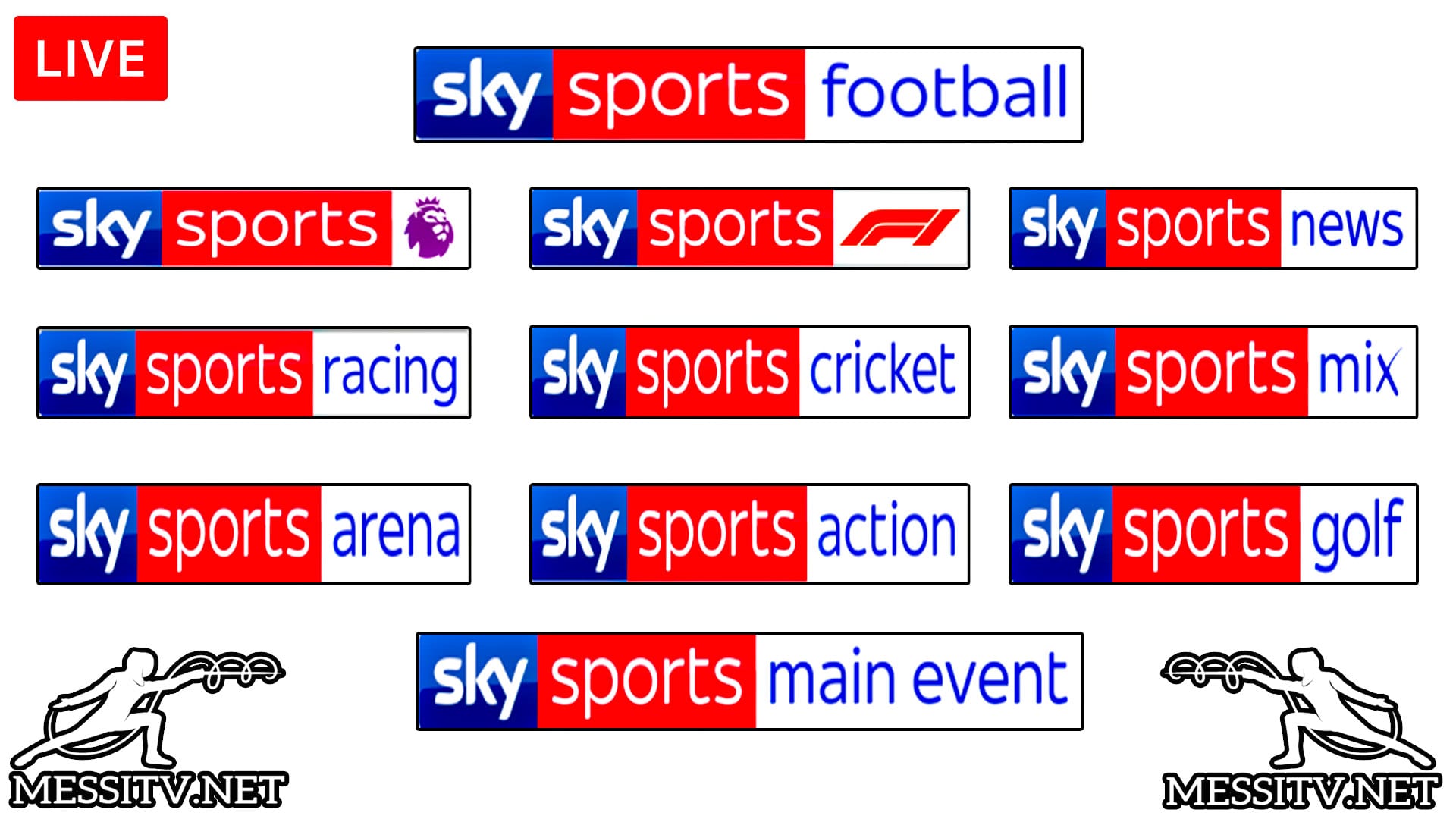 Watch Sky Sports Main Event, Sky Sports Football, Sky Sports Cricket, Sky Sports Formula 1 F1, Sky Sports Golf, Sky Sports Racing, Sky Sports Mix, Sky Sports Premier League, Sky Sports Arena, Sky Sports NBA, Sky Sports NFL, Sky Sports Collection Live Stream Free Online in FULL HD. Watch Sky Sports Channels live stream online, watch UK TV Live stream online free