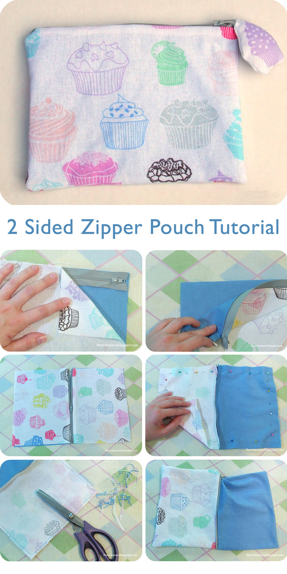 2 Sided Zipper Pouch Tutorial