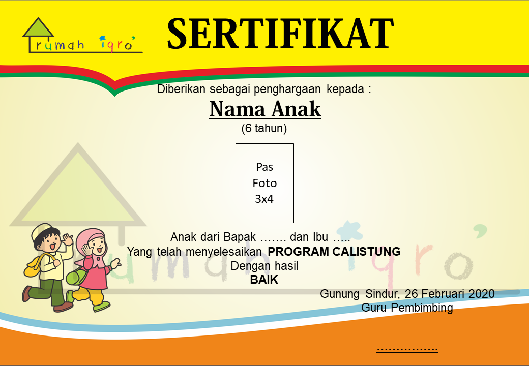 Contoh ijazah/ sertifikat/ piagam TK