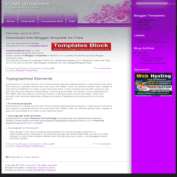 free blogger template convert wordpress theme to blogger Violet Ornament blogger template