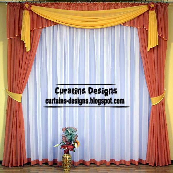 Modern orange curtain, Turkish curtain designs for living room, yellow scarf