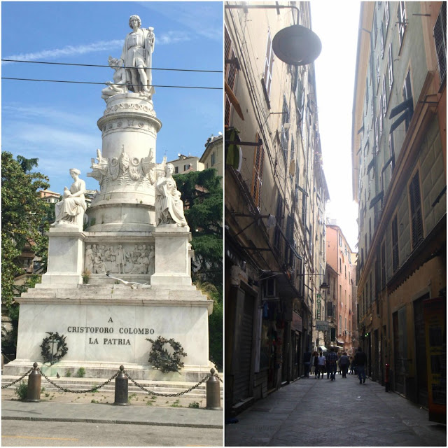 Atrações de Gênova - monumento a Cristóvão Colombo e caruggi de Gênova