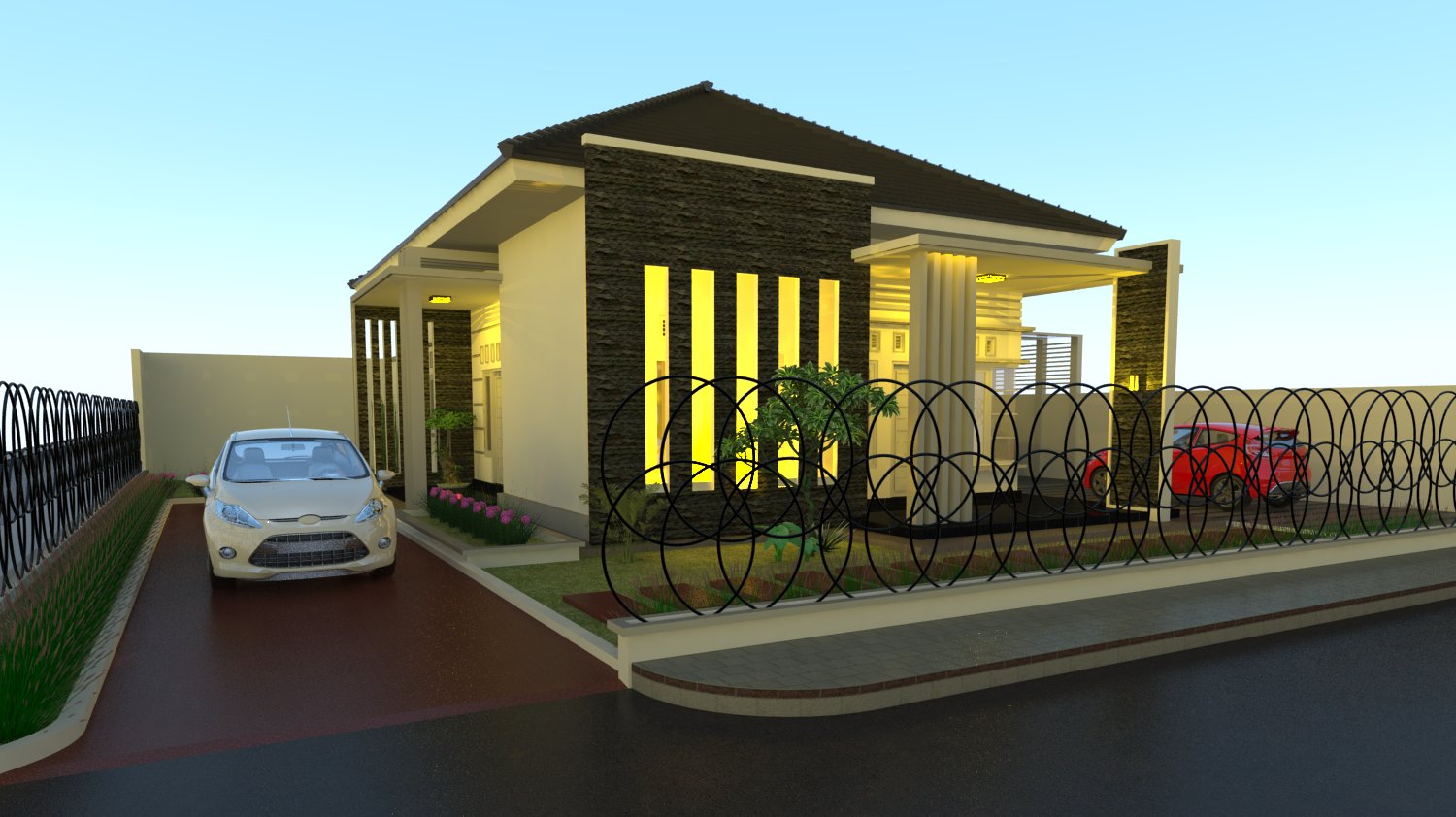 Desain Rumah Modern Dan Minimalis By Using 3D Sketchup Rendering