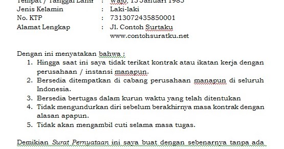 Contoh Surat Pernyataan Fakta Integritas - Contoh Yuk