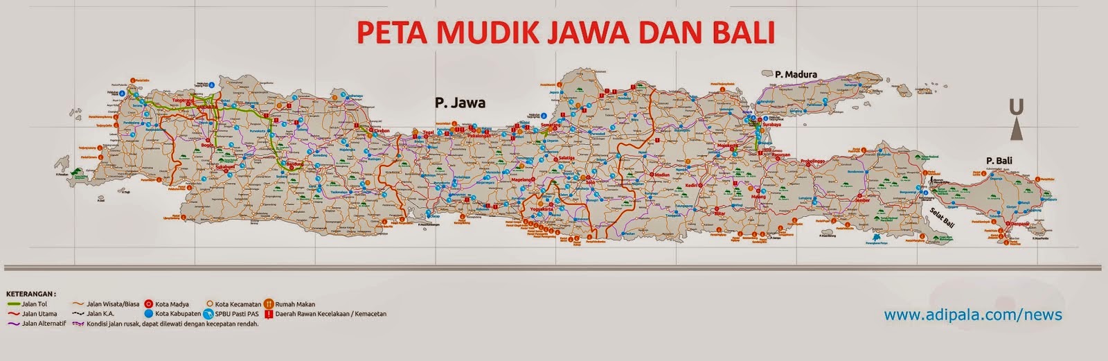 Peta Jalur Mudik Lebaran Jawa dan Bali 2015