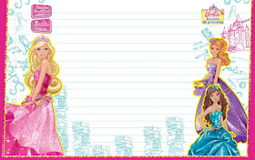 Caratula Horizontal para cuadernos de niña de Barbie