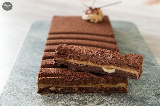 Turrón de Chocolate y Frangelico con Cremoso de Café y Brownie de Avellanas