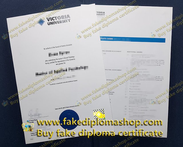 Victoria University-Melbourne diploma with UV ink and transcript