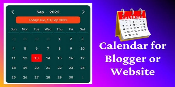 Calendar for Blogger or Website