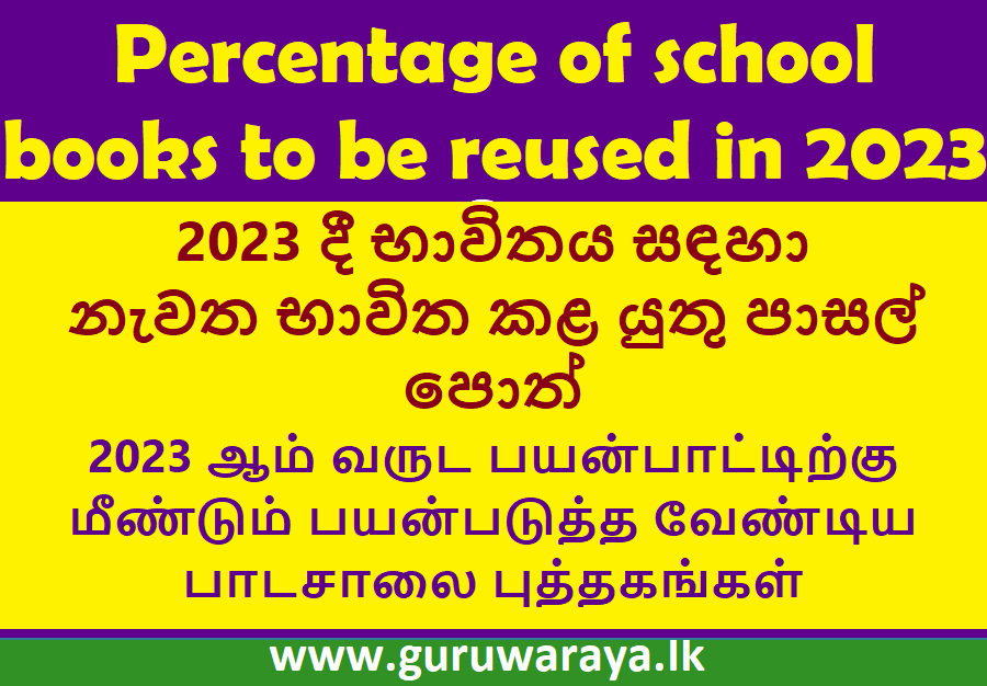 Percentage of school books to be reused in 2023