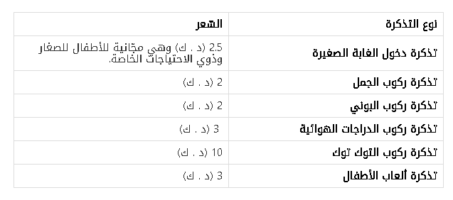 جدول أسعار تذاكر الغابة الصغيرة الكويت little jungle