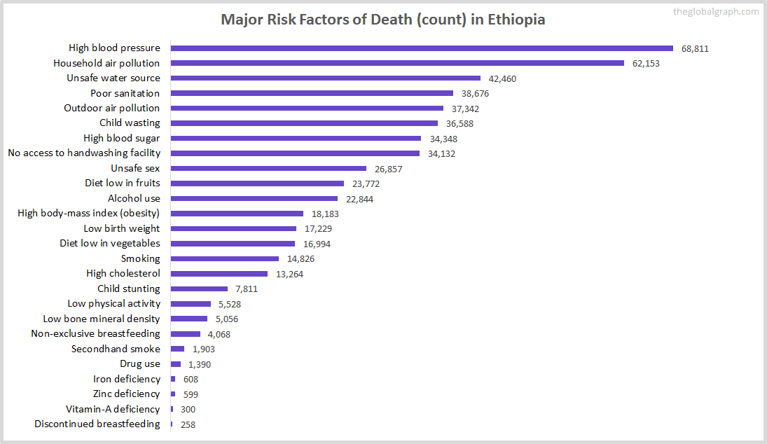 Major Cause of Deaths in Ethiopia (and it's count)