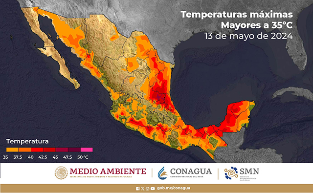 Ayer en Conkal, Oxkutzcab y Chocholá se registraron 44 grados