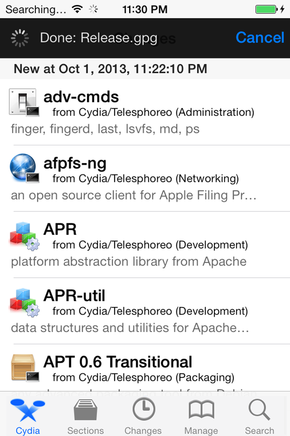 Cydia on IOS 7 Jailbreak