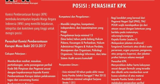 Buka Pendaftaran Calon Penasihat KPK 2013-2017 - Copas Lowongan Kerja 