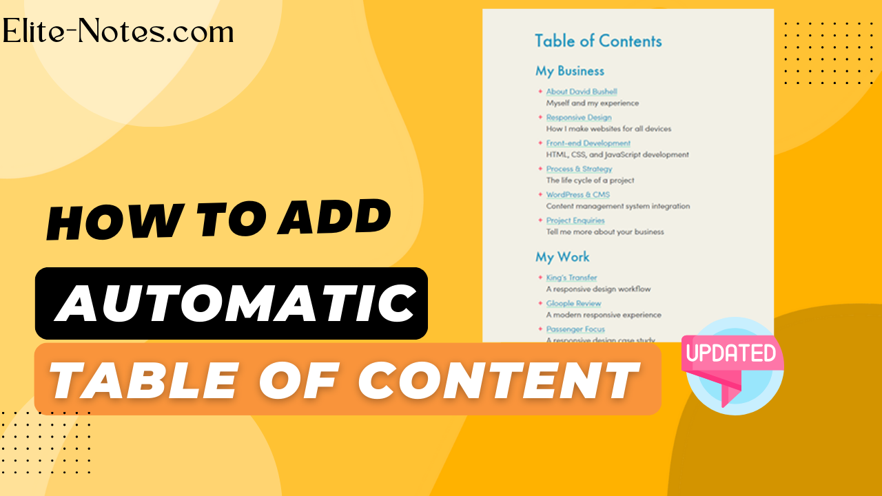 How To Add Automatic Table of Contents in Blogger (Updated)