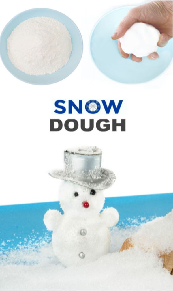 2-INGREDIENT SNOW DOUGH - icy-cold just like real snow!! #snowdoughrecipe #snowdough #makesnow #makesnowforkids #snowdoughrecipecornstarch #snowrecipesforkids #growingajeweledrose #wintercrafts #winteractivities #snow