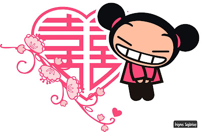 Fondo de Pantalla  Pucca y corazón estilizado  rosa