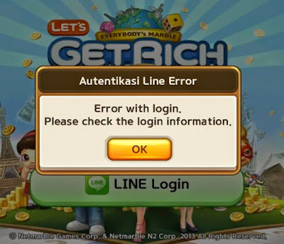 Login Game Line Get Rich (Autentikasi Line Error)