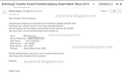 Bukti Pembayaran Keenam dan Ketujuh KlikSaya.com