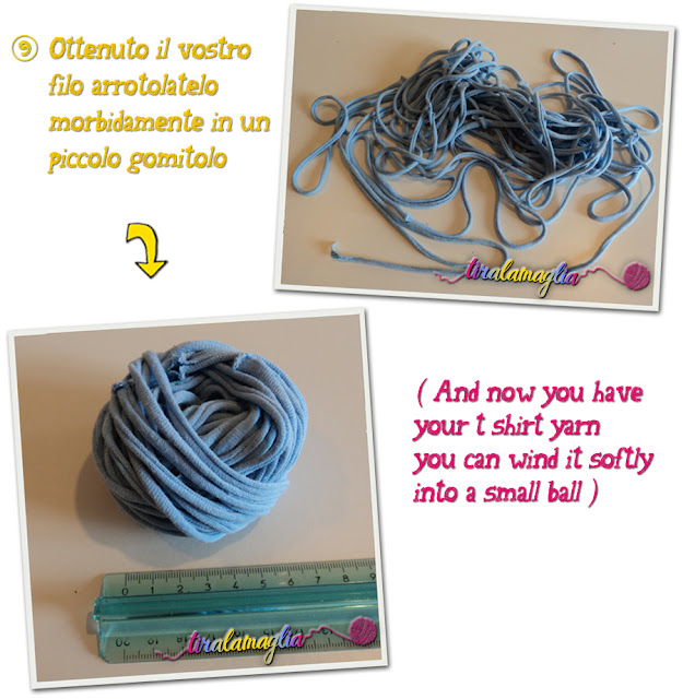 Tutorial and recycle idea: how to make a t shirt yarn (8)