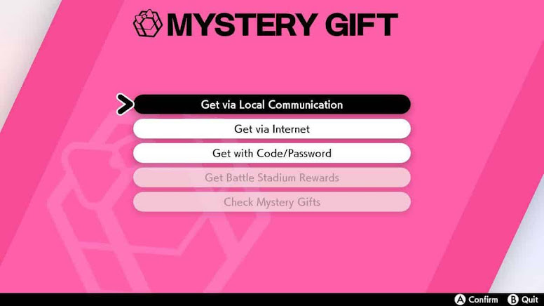 Get a Mystery Gift options