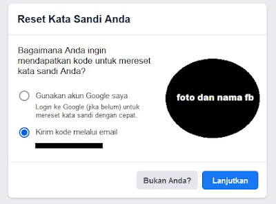 Reset kata sandi melalui akun google atau email