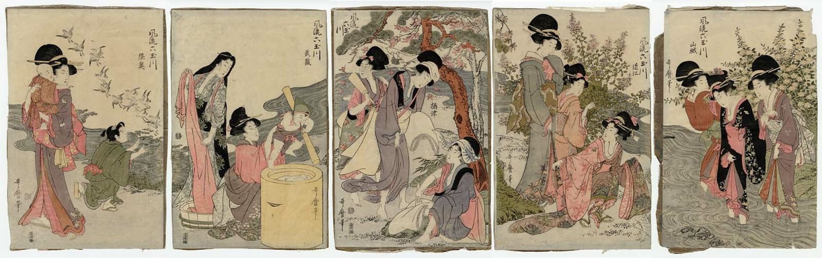 КИТАГАВА УТАМАРО KITAGAWA UTAMARO Шесть известных жемчужных рек