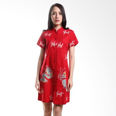 Batik Pelangiku Chang Red Dress Batik