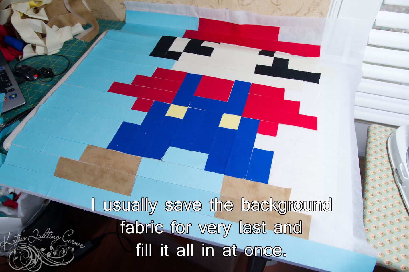 Mario Pixel Quilt Block. Pattern and Tutorial