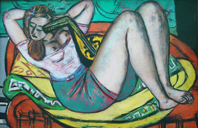 Max Beckmann: Woman with Mandolin in Yellow and Red, 1950