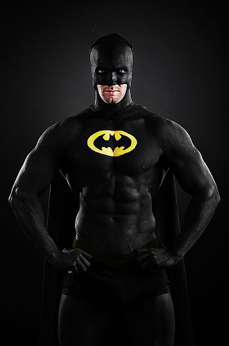 body paint gallery posing as batman