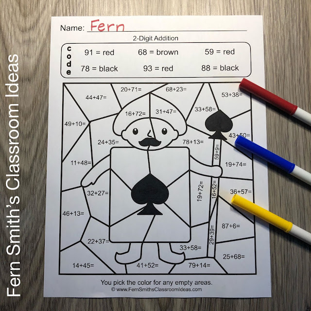 2nd Grade Go Math 4.6 2-Digit Addition Color By Numbers By #FernSmithsClassroomIdeas