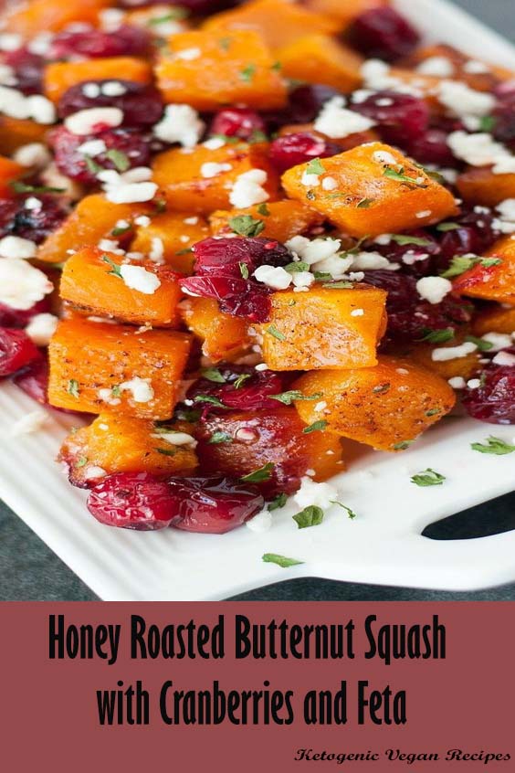 Honey Roasted Butternut Squash with Cranberries and Feta