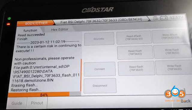 Clone Fiat BSI DELPHI 70F3633 with OBDSTAR DC706 12