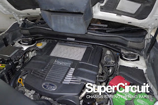 SUPERCIRCUIT Front Tower Brace made for 2014-2018 Subaru Forester XT 2.0 FA20F engine bay.