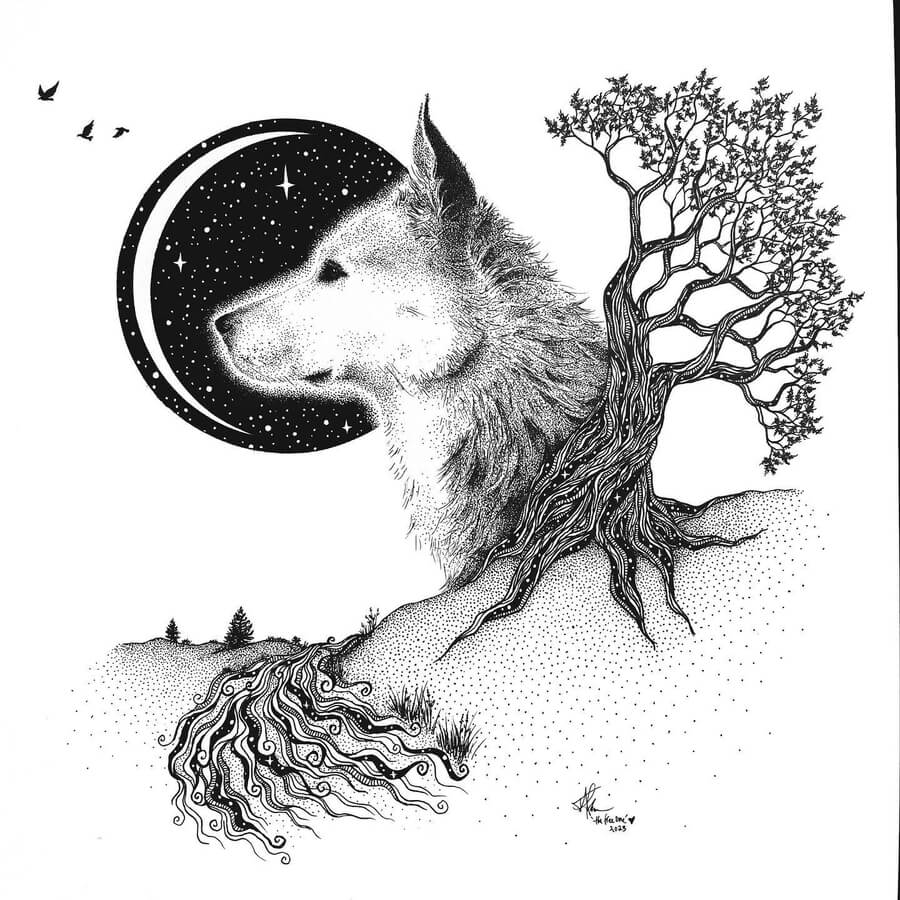 02-The-dog-moon-Fantasy-Drawings-Jonathon-Stalls-www-designstack-co