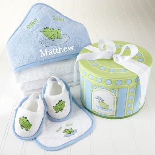 Finley the Frog Four-Piece Hat Box Bath Time Baby Gift Set