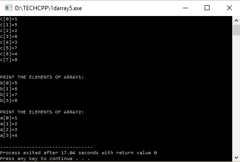 C++ Program to split an array into two arrays with output