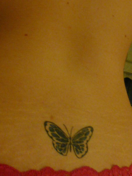 japanese cherry blossom tattoo_26. Lower Back Butterfly