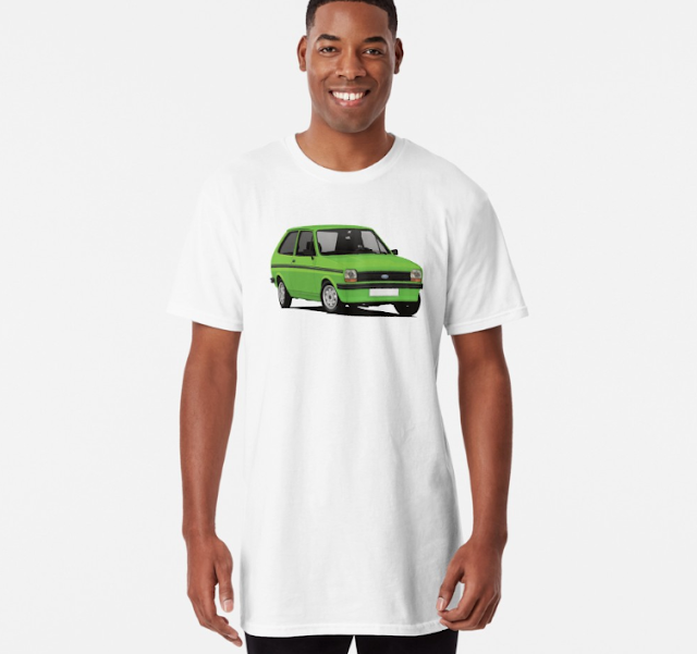 Classic Ford Fiesta Mk1 T-shirts - green with stripes