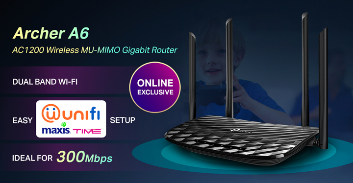 TP-Link AC1200 Wireless MU-MIMO Gigabit Router Archer A6 Untuk Pengguna Unifi