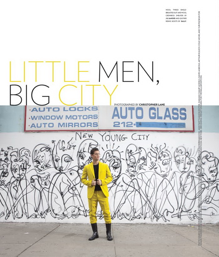 Cole Mohr, David Agbodji, Arthur Kulkov, Arthur Sales, Ryan Koning and Yuri Pleskun — "Little Men, Big City" Flaunt #116 editorial